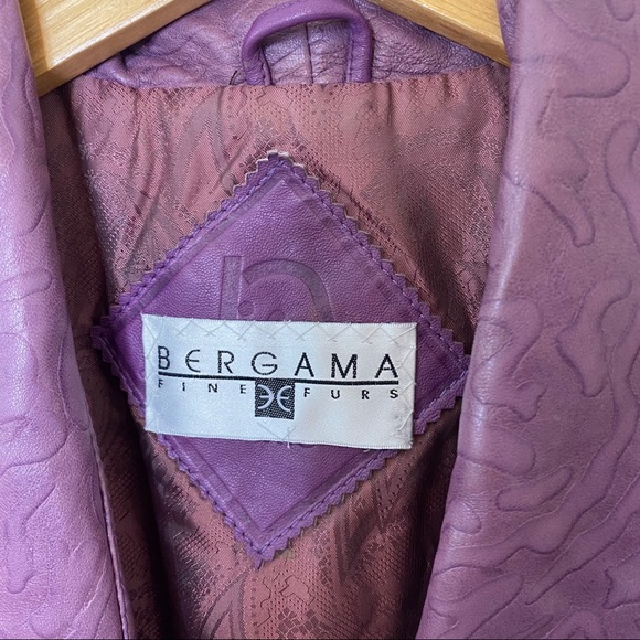 Vintage RARE BERGAMA purple leather jacket large - Picture 8 of 12